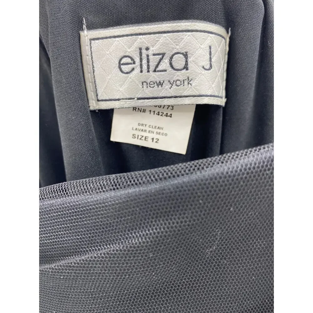 ELIZA J Black Chiffon Party Dress Size 12 Spaghetti Strap Cocktail WhimsyGoth